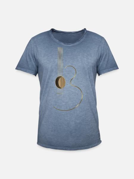 Acoustic Guitar Logo - Men's Vintage T-Shirt - vintage denim
