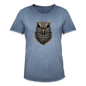 Owl Guardian - Men's Vintage T-Shirt - vintage denim - Front - Jose (178cm)