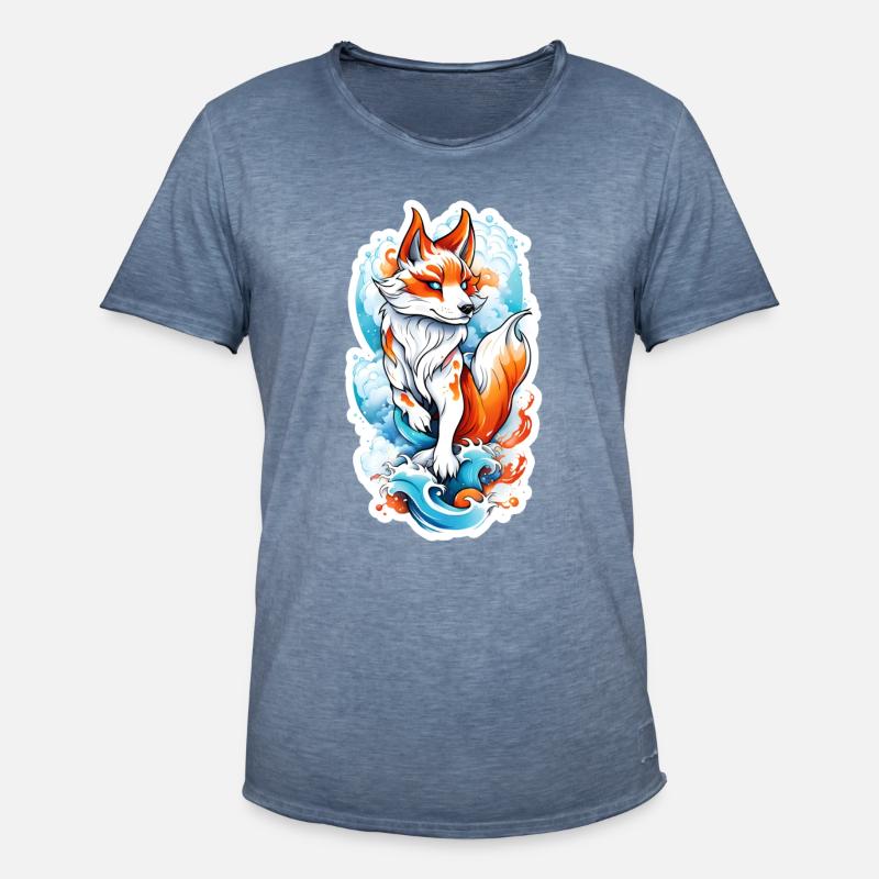 Fuchs - Männer Vintage T-Shirt - Vintage Denim