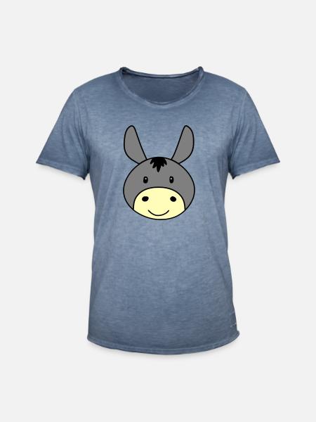 Âne mignon - T-shirt vintage Homme - vintage bleu jeans