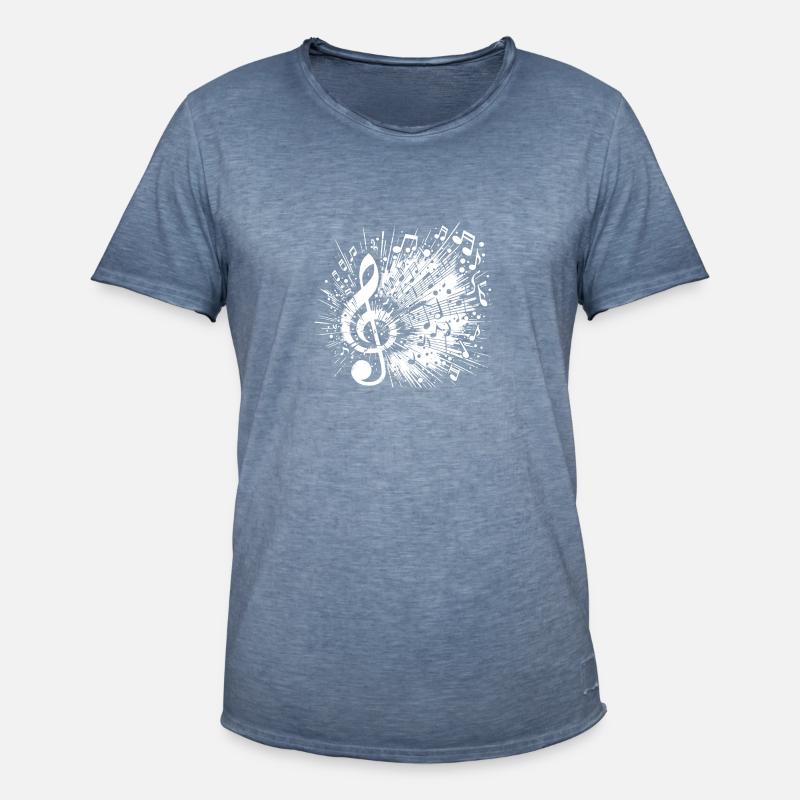 Exploding Music Clef Scale - Men's Vintage T-Shirt - vintage denim