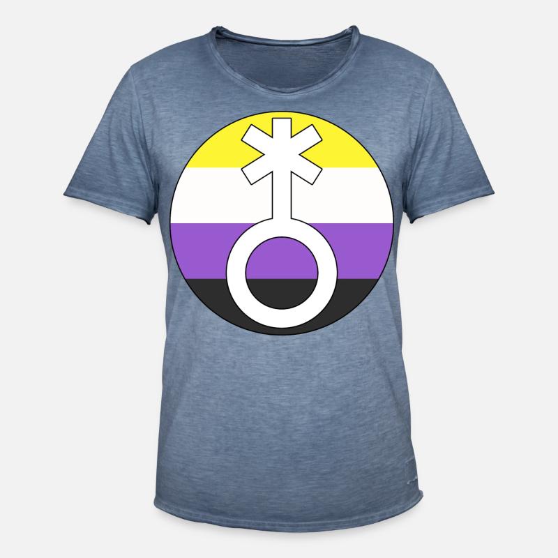 Symbol Nonbinary Non-Binary Nonbinary Gender - Men's Vintage T-Shirt - vintage denim