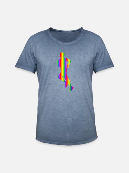 Bunter Läufer Regenbogen - Männer Vintage T-Shirt - Vintage Denim