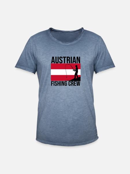 Austrian Fishing Crew Angler Shirt - Men's Vintage T-Shirt - vintage denim