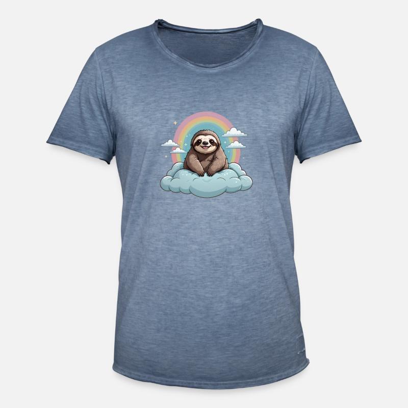 Faultier auf Wolkenbett - Männer Vintage T-Shirt - Vintage Denim