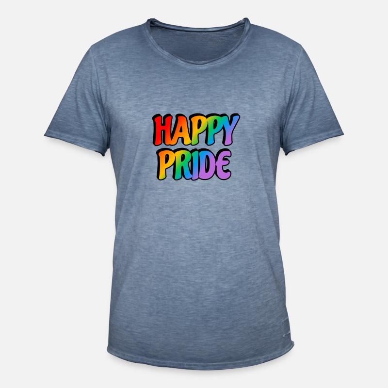 Happy Pride Regenbogen-Text - Männer Vintage T-Shirt - Vintage Denim