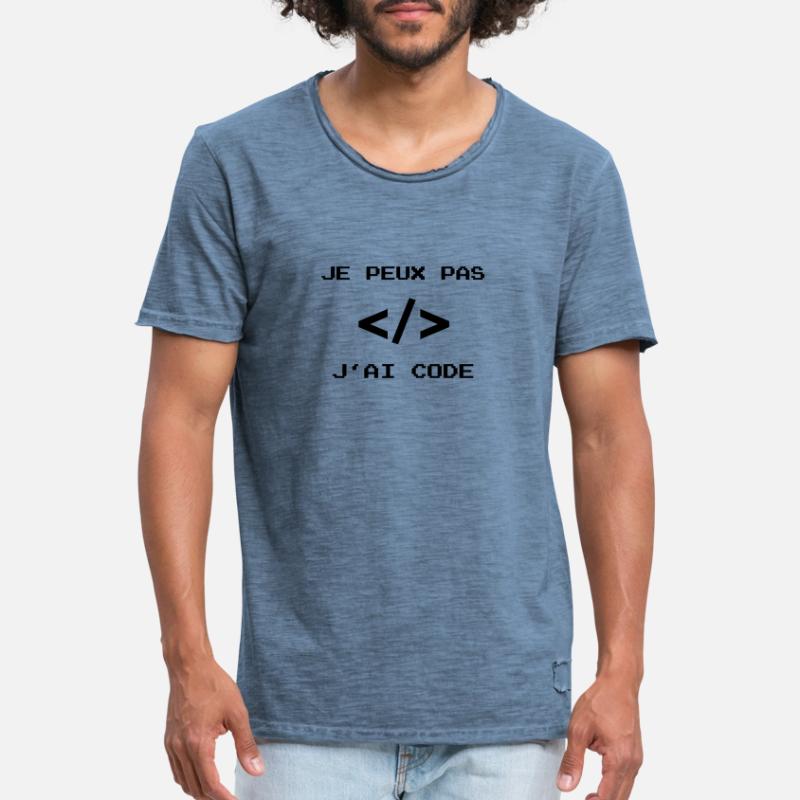 je peux pas j ai code développeur javascript dev T-shirt vintage Homme