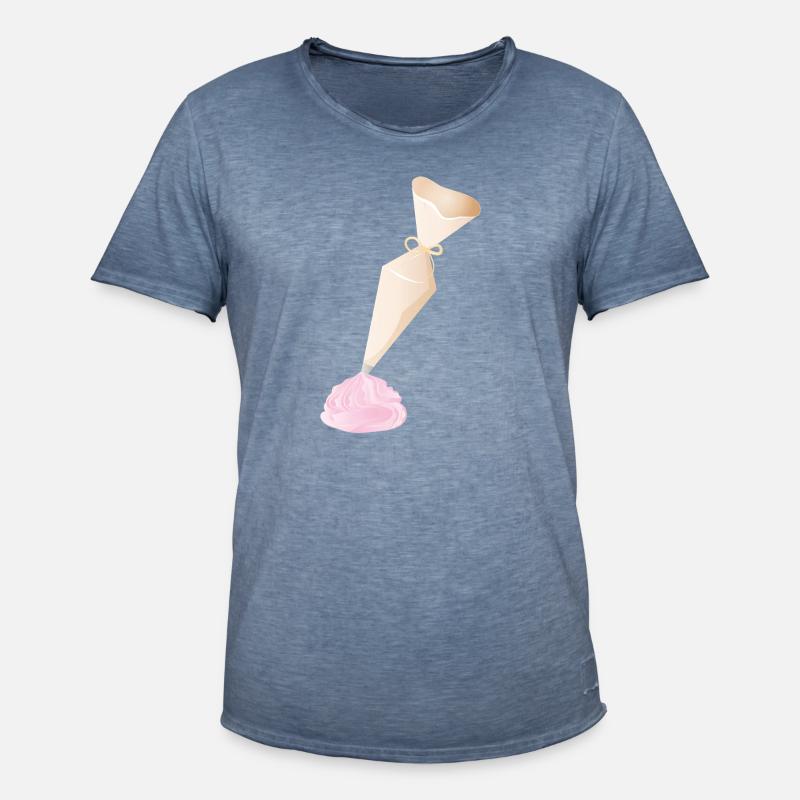 Sahnespritzbeutel mit rosa Häubchen - Männer Vintage T-Shirt - Vintage Denim