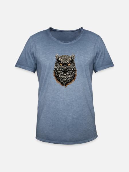 Eule - Männer Vintage T-Shirt - Vintage Denim