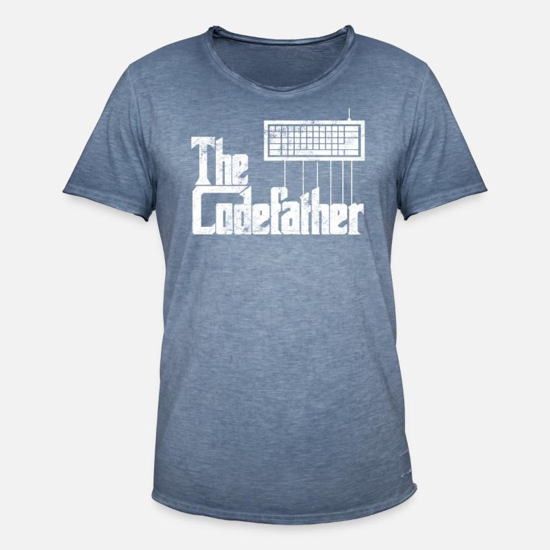 Lustiges Programmiererdesign Die Codefather-Grafik - Männer Vintage T-Shirt - Vintage Denim
