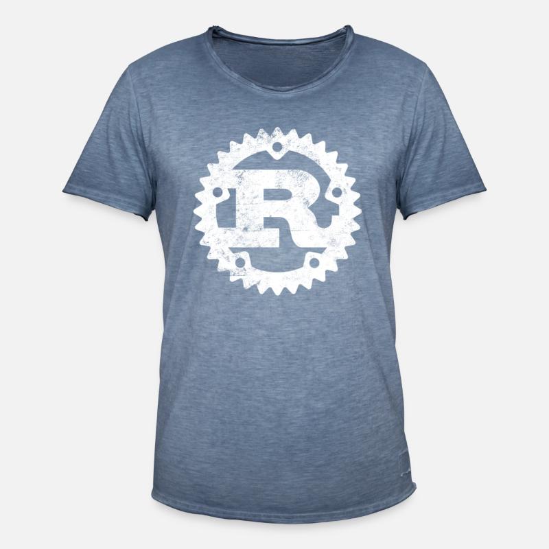 Rust Programming Logo Print Distressed - Männer Vintage T-Shirt - Vintage Denim