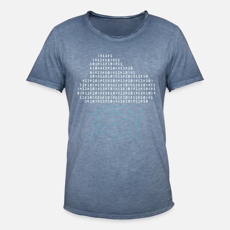 Programmierer - binary code cloud rain - Männer Vintage T-Shirt - Vintage Denim