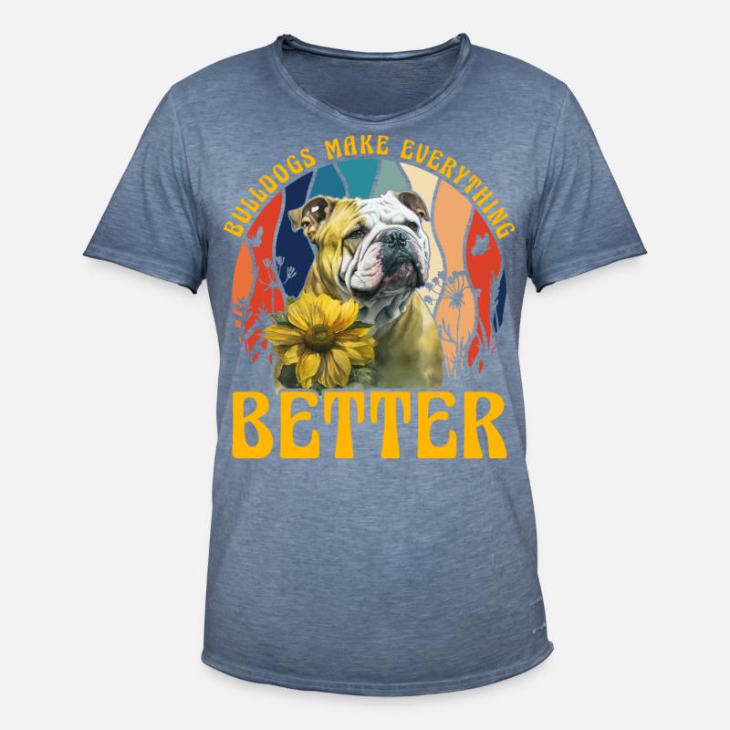 Bulldos make everything better - Männer Vintage T-Shirt - Vintage Denim