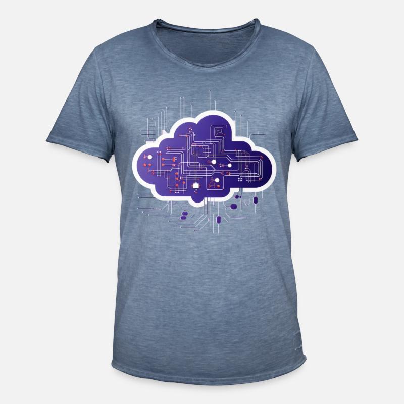 Cloud Computing Computer Electronics Circuit - T-shirt vintage Homme - vintage bleu jeans