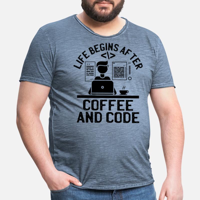 Kaffee-Codierung Programmierer Programmierer Entwickler Nerd Coff Männer Vintage T-Shirt
