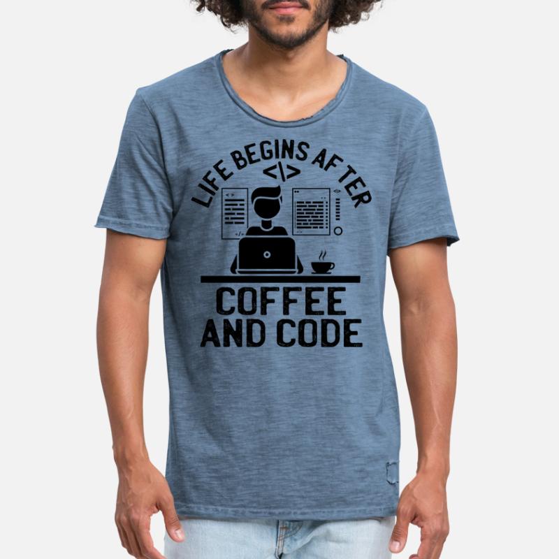 Kaffee-Codierung Programmierer Programmierer Entwickler Nerd Coff Männer Vintage T-Shirt