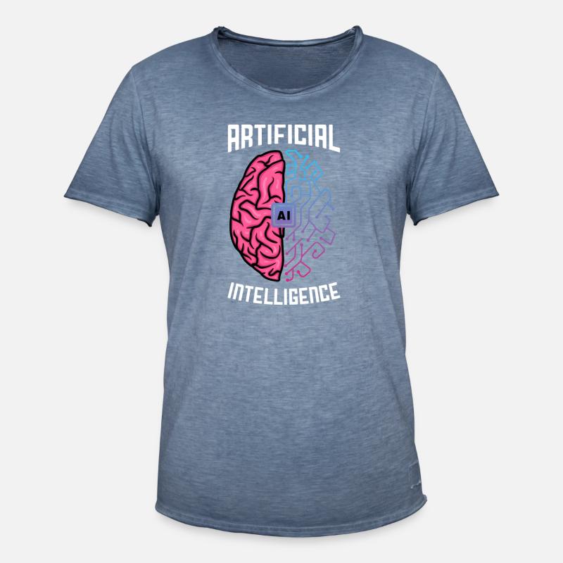 Artificial Intelligence Brain Tech Design - Männer Vintage T-Shirt - Vintage Denim