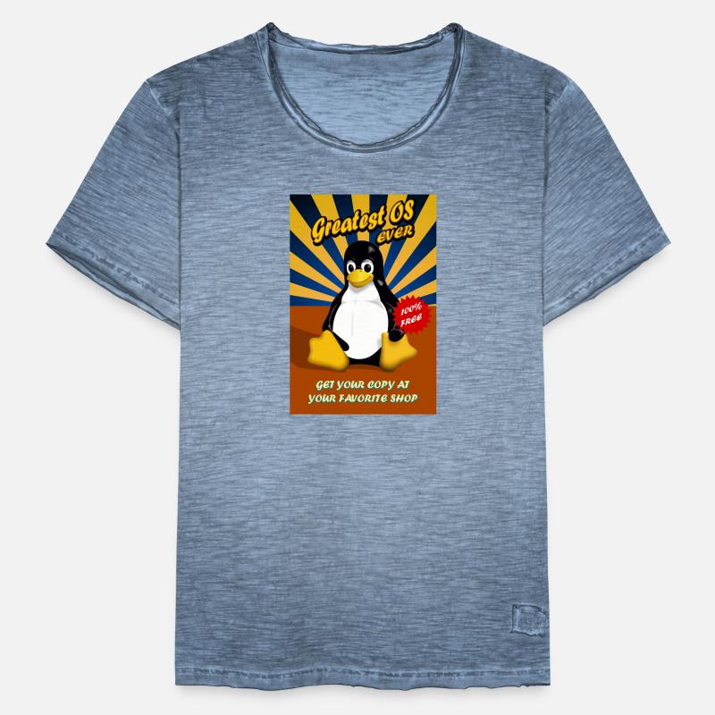 Retro poster on Linux operating system Men's Vintage T-Shirt