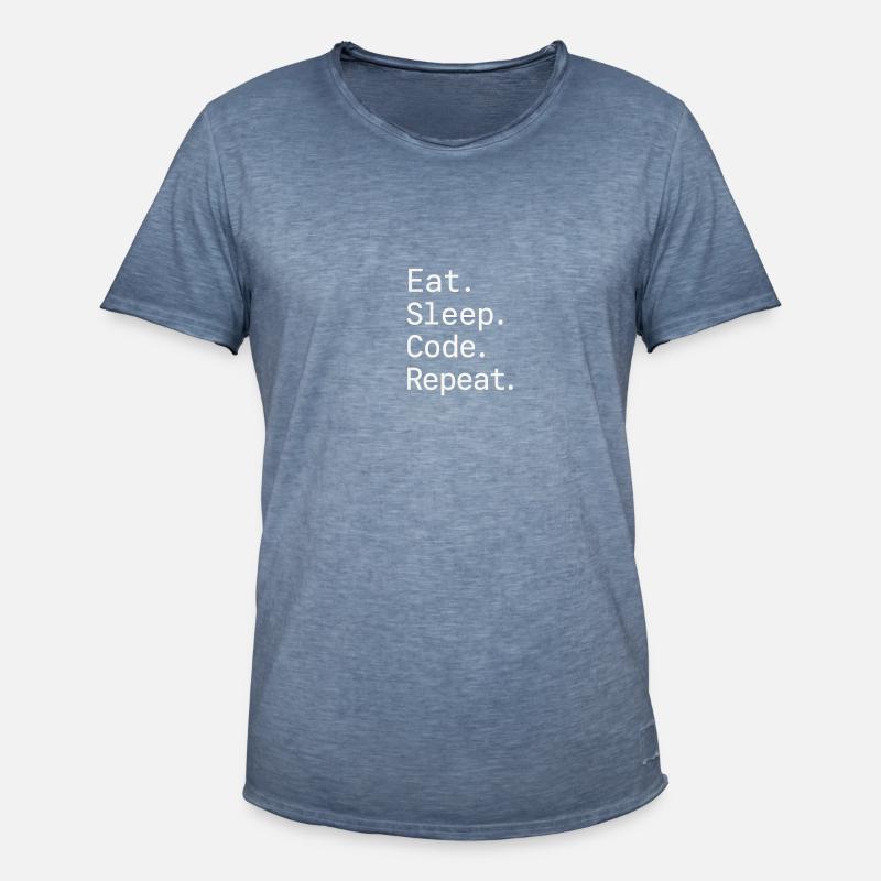 Eat. Sleep. Code. Repeat. - Männer Vintage T-Shirt - Vintage Denim