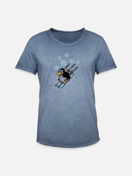 pinguin_ski_022011_d_3c - Männer Vintage T-Shirt - Vintage Denim