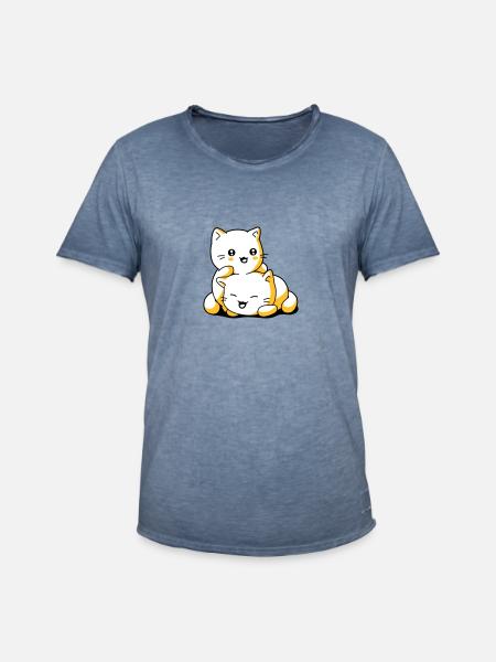 Cat Kittens kawaii - Men's Vintage T-Shirt - vintage denim