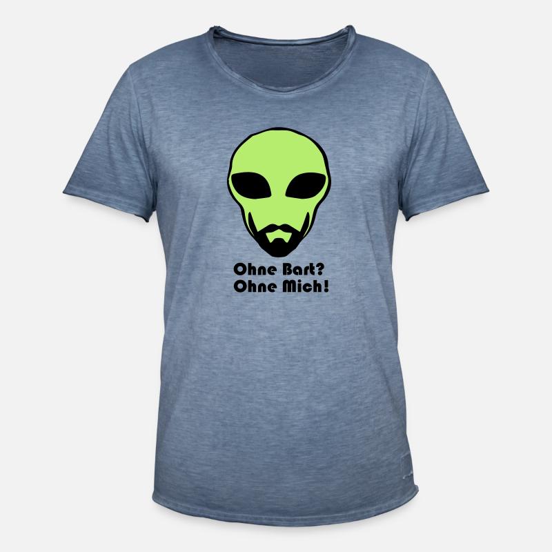 Alien Bart - Männer Vintage T-Shirt - Vintage Denim