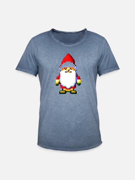 Pixelart Weihnachtsmann - Männer Vintage T-Shirt - Vintage Denim