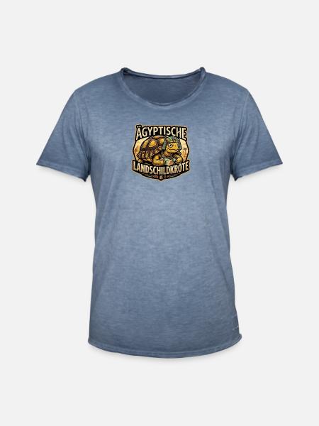 Ägyptische Landschildkröte mit Pharao - Männer Vintage T-Shirt - Vintage Denim