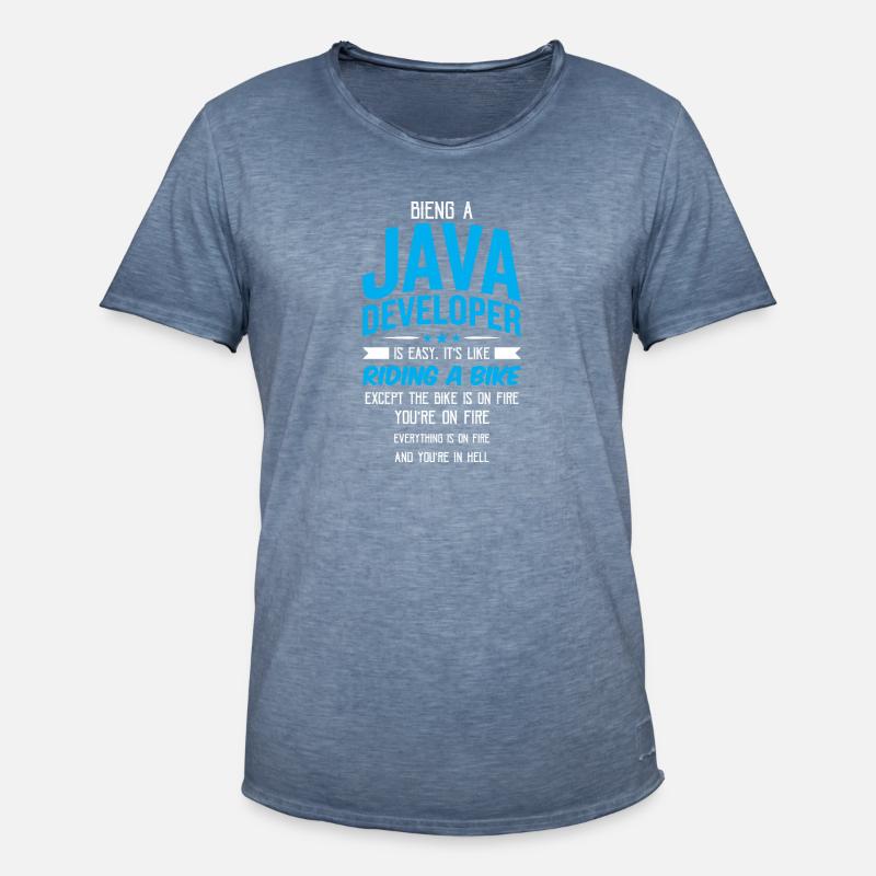 Java Developer - T-shirt vintage Homme - vintage bleu jeans