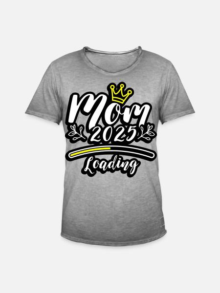 Mama 2025 Loading Mom - Männer Vintage T-Shirt - Vintage Grau