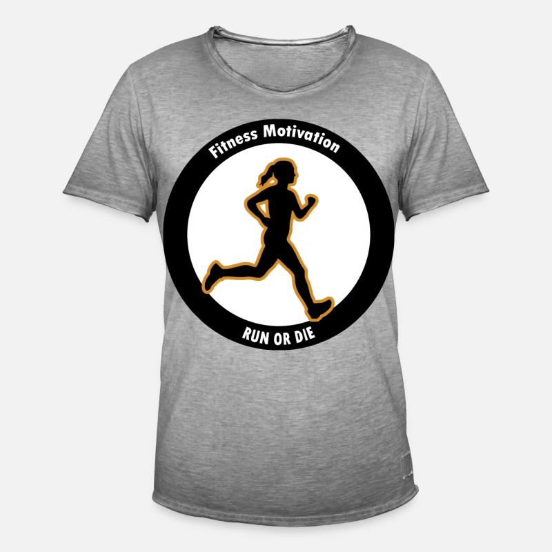 Fitness Motivation. Lauf oder Stirb - Männer Vintage T-Shirt - Vintage Grau