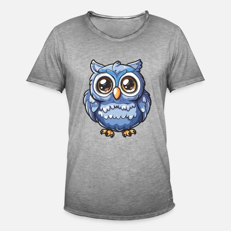 Niedliche Eulenfigur Mit Großen Augen - Männer Vintage T-Shirt - Vintage Grau