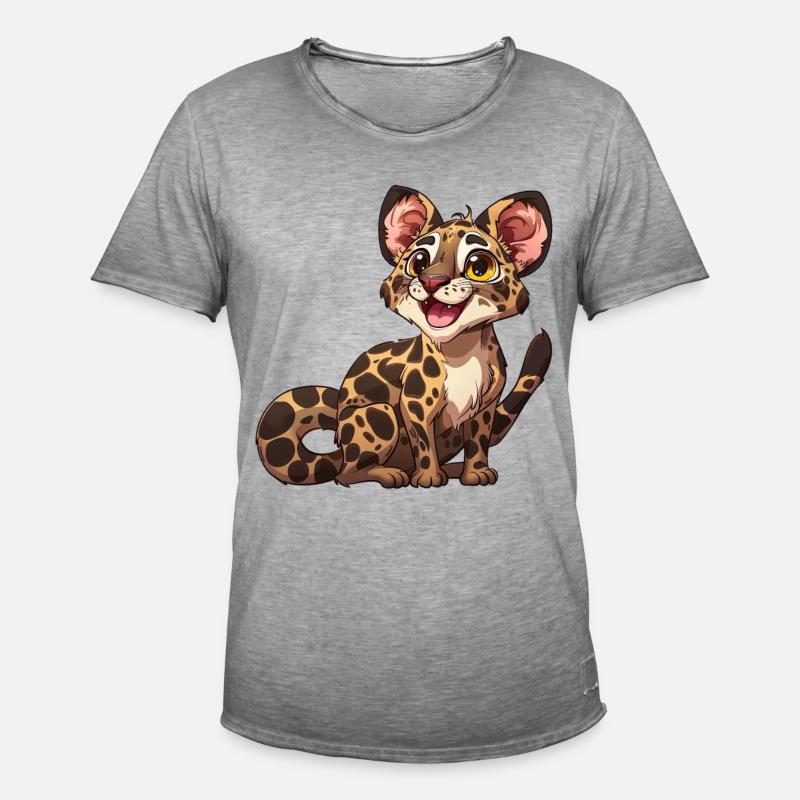 Verspielter Junger Leopard Blick - Männer Vintage T-Shirt - Vintage Grau
