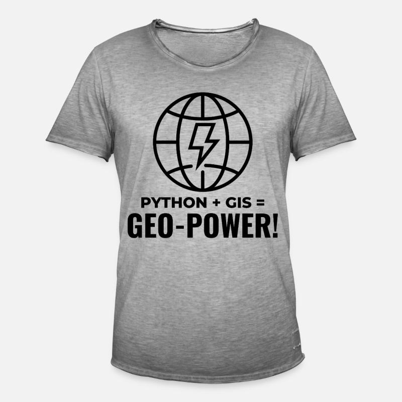 Python SIG Géo-Puissance Programmation Géospatial - T-shirt vintage Homme - vintage gris