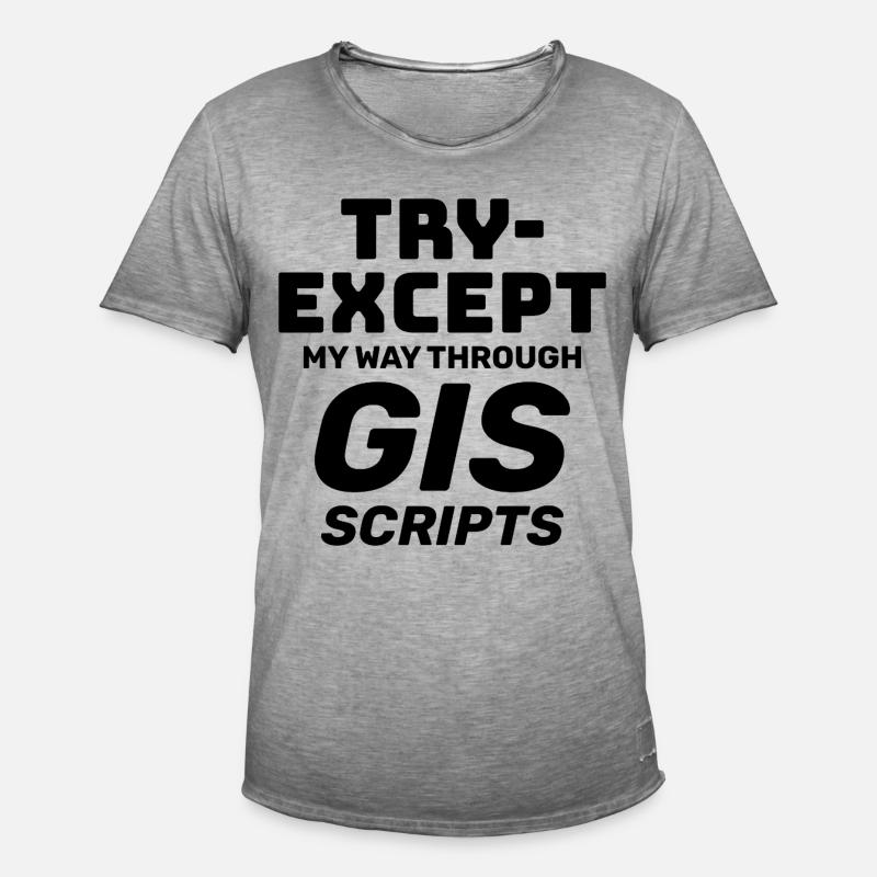 GIS-Skripte Programmieren Ausprobieren außer Debuggen - Männer Vintage T-Shirt - Vintage Grau