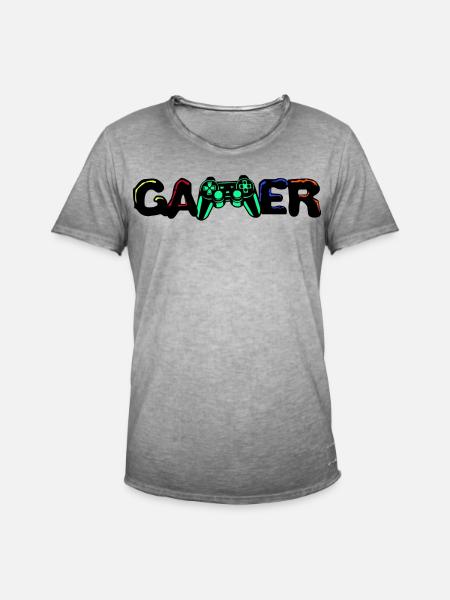 Gamer Games Zocker Controller Game Console Player - Men's Vintage T-Shirt - vintage grey