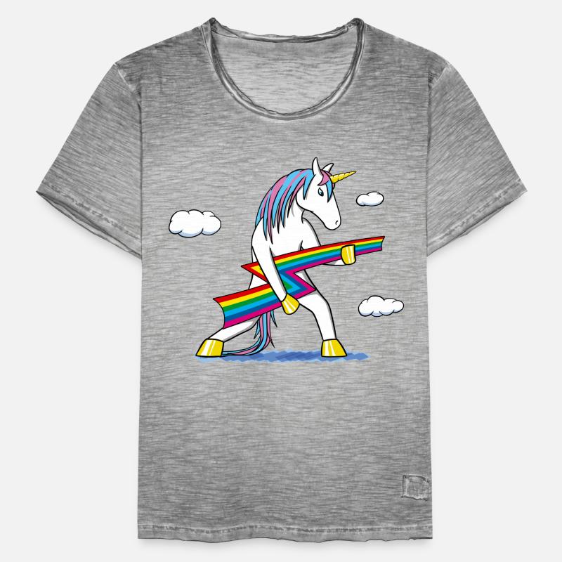 Rainbow Rock – Einhorn mit Regenbogenblitz Männer Vintage T-Shirt