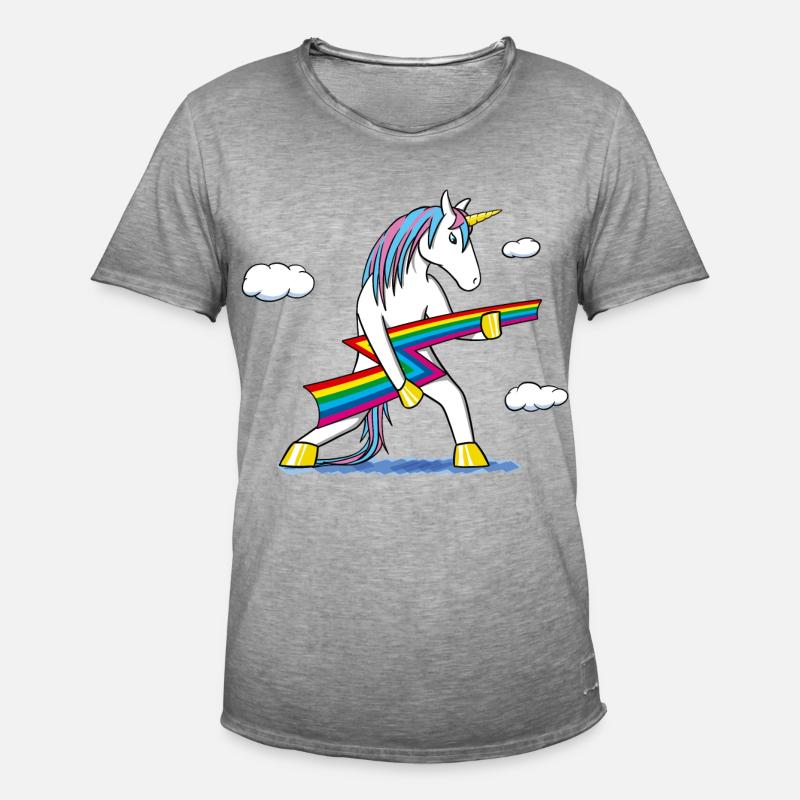 Rainbow Rock – Einhorn mit Regenbogenblitz - Männer Vintage T-Shirt - Vintage Grau