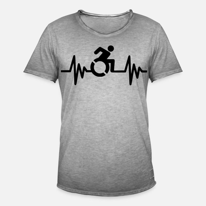 Rollstuhlfahrer mit klopfendem Herzen # - Männer Vintage T-Shirt - Vintage Grau