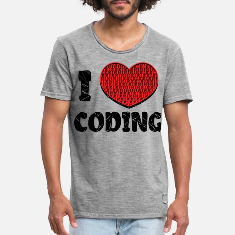 Code Developer Skripting Debug Herz Statement Männer Vintage T-Shirt