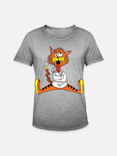 Mad Cat - Men's Vintage T-Shirt - vintage grey