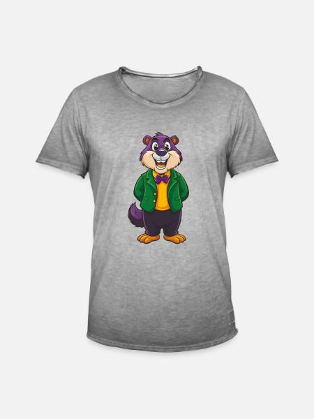 Groundhog Funny Kawaii Cartoon Character Clipart - Men's Vintage T-Shirt - vintage grey