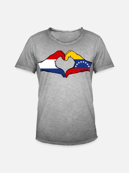 Holland Venezuela Flag Hands Heart Shape - Men's Vintage T-Shirt - vintage grey
