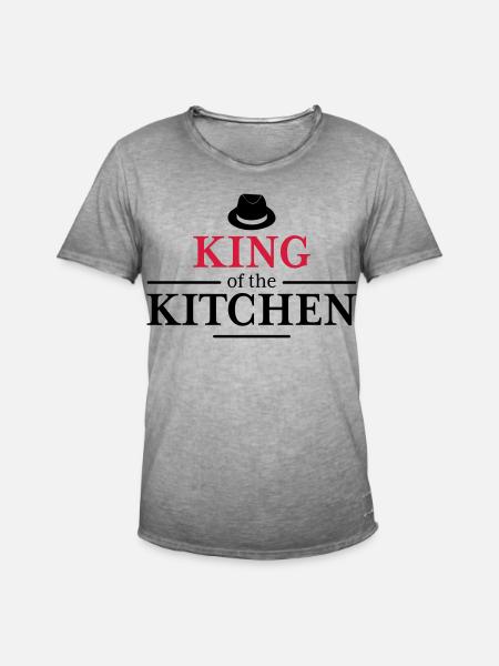 Men's Cooking Apron - Men's Vintage T-Shirt - vintage grey