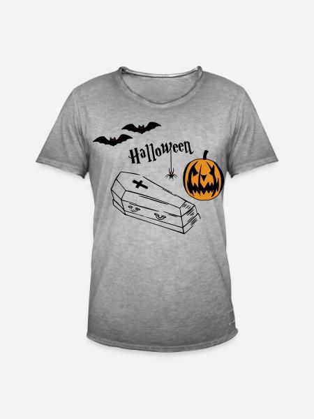 Halloween Pumpkin Silhouette - Men's Vintage T-Shirt - vintage grey