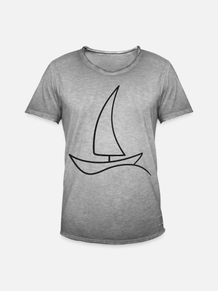Sailboat Sketch – Maritime Motif for Vacation - Men's Vintage T-Shirt - vintage grey