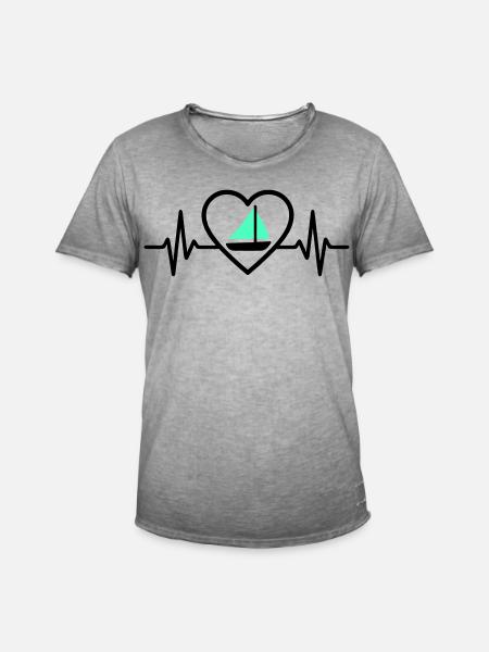 Heart Sailing – Passion Boat - Men's Vintage T-Shirt - vintage grey