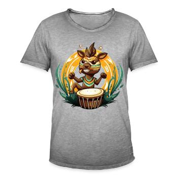 Drum Hero Tribal Foal - Men's Vintage T-Shirt - vintage grey - Front - Jose (178cm)