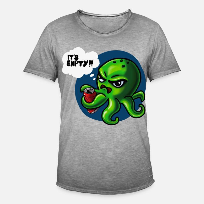 Grumpy Kraken - Männer Vintage T-Shirt - Vintage Grau