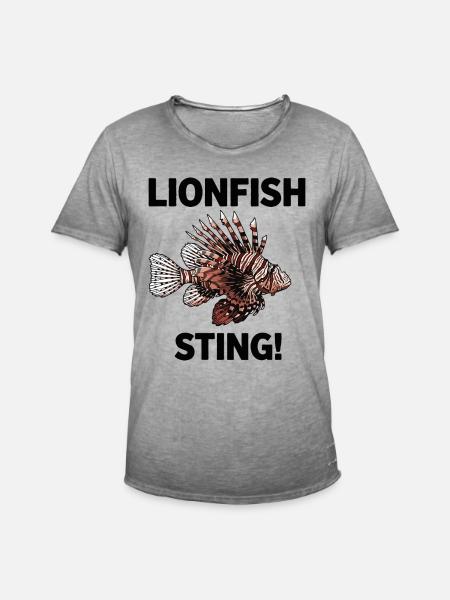 Lionfish Danger Sting Flying Lionfish Black - Men's Vintage T-Shirt - vintage grey